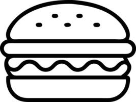 A hamburger is shown in a line drawing vector