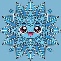 A cartoon snowflake with eyes and a smile vector