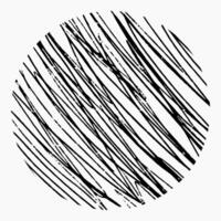Round element with pencil hatching, doodle pattern on white background. Hand drawn circle, crosshatch, diagonal strokes, chaotic lines. vector