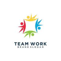 Team work icon logo design with creative unique concept Premium vector