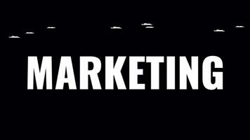 Marketing Icons Jumping And Morphing to Text 2D Animation On Alpha Channel video