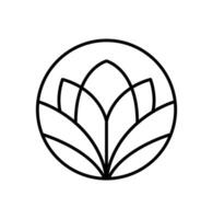 Simple plant round line logo aesthetics . Emblem flower in circle linear style. abstract badge for design of natural products, flower shop, cosmetics, ecology concepts, health, spa, yoga center vector