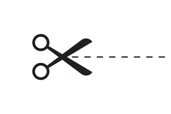 Cutting line by scissors icon. Separation paper sign. Trim coupone symbol.