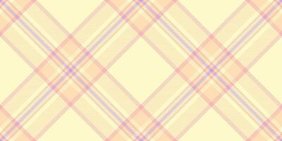 Fuzzy fabric textile pattern, editable check background. Styling texture plaid tartan seamless in lemon chiffon and peach puff colors. vector