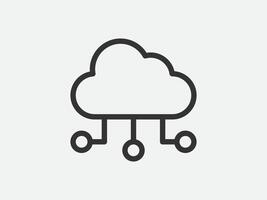 Technology icon cloud computing connection. Big data global server. Line design symbol. vector