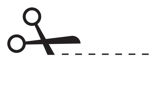 Cutting line by scissors icon. Separation paper sign. Trim coupone symbol.