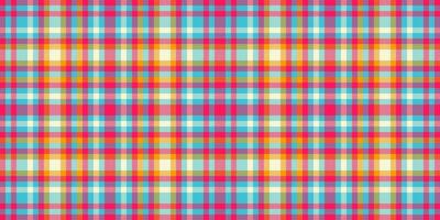 1940s textile check tartan, coloured pattern plaid . Geometric fabric background seamless texture in bright and cyan colors. vector