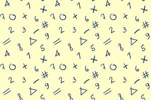 Number seamless pattern. Abstract math background for school or univerity. vector