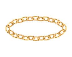 Realistic gold circle frame chain texture. Golden round chains link isolated on white background. Jewelry chainlet three dimensional design element. vector