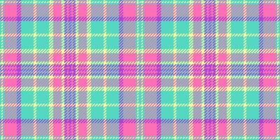 Yard plaid check textile, loft seamless background. Hobby pattern texture fabric tartan in teal and pink colors. vector