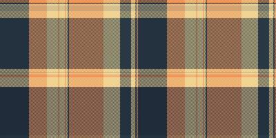 Man plaid background textile, fibrous fabric texture check. Aesthetic pattern seamless tartan in dark and orange colors. vector