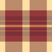 Irish check textile fabric, heritage texture plaid tartan. Simple seamless background pattern in red and amber colors. vector