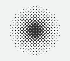 Circle halftone design element. Dots spotted black pattern. Comic style blob vector