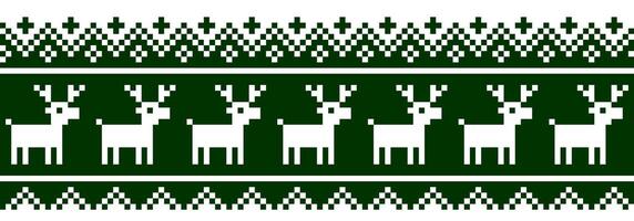 Winter Christmas seamless pattern. New Years pixel background with reindeer. vector