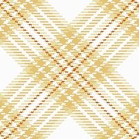 Kilt seamless plaid tartan, 1970s pattern fabric check. Pixel texture background textile in white and amber colors. vector