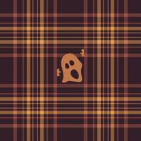 Halloween pattern with plaid stripes and pumpkins, spooky ghosts, and scary ornaments. Ideal for autumn background, textile, fabric, party decor, greeting cards, posters, or tiled wallpaper. vector