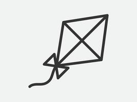 Kite toy icon on white background. Line style illustration. vector
