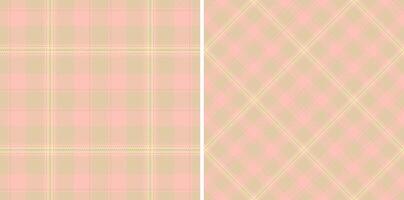background check of fabric texture seamless with a plaid tartan pattern textile. Set in stylish colors for cozy blanket. vector