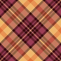 Various background seamless , foot textile fabric texture. Masculine check plaid tartan pattern in orange and red colors. vector