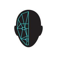 Icon of identity biometric verification sign. Face recognition system. Scanning grid tehnology symbol. vector