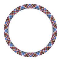 Circle borders and frames . Round border pattern geometric vintage frame design. Scottish tartan plaid fabric texture. Template for gift card, collage, scrapbook or photo album and portrait. vector