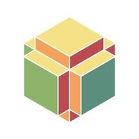 Cube logo, geometric design. Box logotype company, trendy techno emblem in isometric 3D style. vector