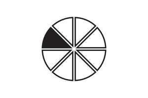Round graphic fraction circle shape element. Geometric diagram division section icon. vector