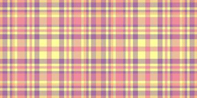 Folklore pattern plaid textile, towel background texture tartan. Relief check seamless fabric in yellow and magenta colors. vector