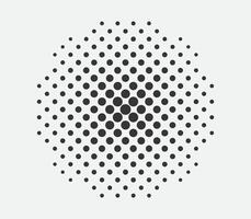 Circle halftone design element. Dots spotted black pattern. Comic style blob vector