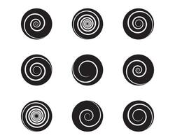 Spiral and swirl motion twisting circles design element set. illustration vector