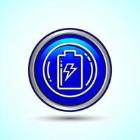 Power, Battery Icon Design Illustration, Icon For Web and mobile application, Blue Color Round Button vector