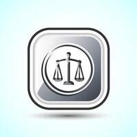 Justice Scales Icon Design Illustration, Legal and Justice Law Icon For Apps and Websites, Gray Color Square Button Design vector