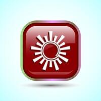 Sun Icon Design Illustration Red Square Button Design vector