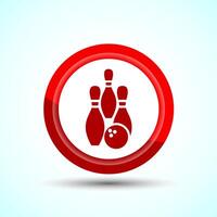 Bowling Pins And Ball Icon Design Illustration, Bowling Game Icon For Apps and Websites, Red Color Button Design vector