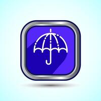 Umbrella Icon Button Design Illustration, Blue Shadow Square Button Design vector