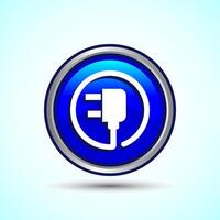 Electricity, Power, Plug Icon Design Illustration, Icon For Web and mobile application, Blue Color Round Button Design vector