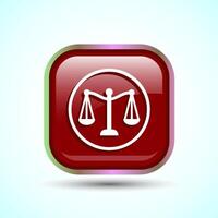 Justice Scales Icon Design Illustration, Legal and Justice Law Icon For Apps and Websites, Red Color Square Button Design vector