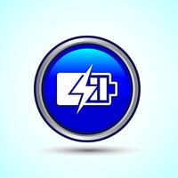 Power, Battery Icon Design Illustration, Icon For Web and mobile application, Blue Color Round Button Design vector