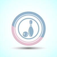Bowling Pins And Ball Icon Design Illustration, Bowling Game Icon For Apps and Websites, Pastel Color Button Design vector
