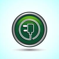 Electricity, Power, Plug Icon Design Illustration, Icon For Web and mobile application, Green Color Round Button Design vector
