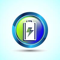 Power, Battery Icon Design Illustration, Icon For Web and mobile application, Glossy Round Button Design vector