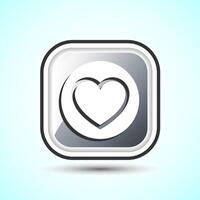 Love Icon Button Design Illustration, Heart Sign Gray Square Button Design vector