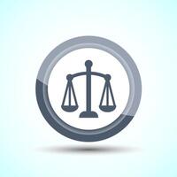 Justice Scales Icon Design Illustration, Legal and Justice Law Icon For Apps and Websites, Gray Color Button Design vector