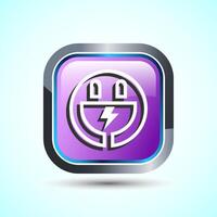 Electricity, Power, Plug Icon Design Illustration, Icon For Web and mobile application, Pink Color Square Button Design vector