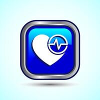 Heartbeat pulse Icon Design Illustration, Icon For Web and mobile application, Square Button Design vector