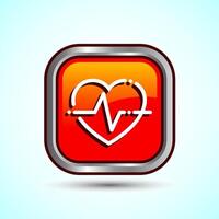 Heartbeat pulse Icon Design Illustration, Icon For Web and mobile application, Orange Square Button Design vector