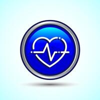 Heartbeat pulse Icon Design Illustration, Icon For Web and mobile application, Blue Round Button Design vector