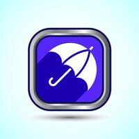 Umbrella Icon Button Design Illustration Blue Shadow Square Button Design vector