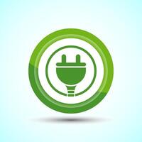 Electricity, Power, Plug Icon Design Illustration, Icon For Web and mobile application, Green Color Button Design vector