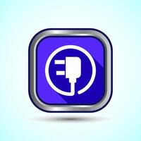 Electricity, Power, Plug Icon Design Illustration, Icon For Web and mobile application, Blue Shadow Square Button vector